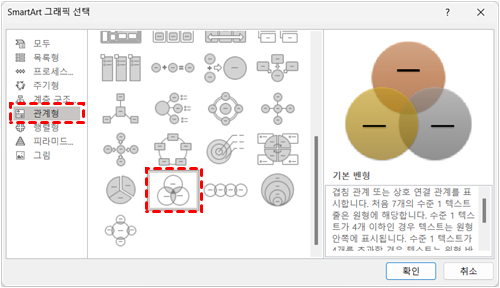 스마트 아트 선택창 : 