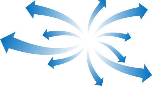 가운데에서 퍼져나가는 화살표